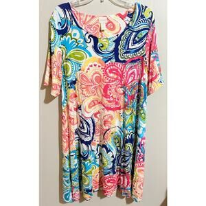 Chico's‎ Bright Colors Paisley Print Short Sleeve Shift Dress Petite Size 16 (3)